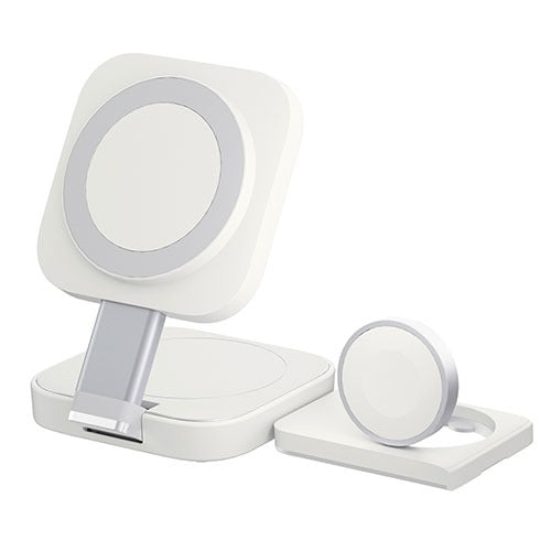 cj 4 White Foldable 3 in 1 Wireless Charger