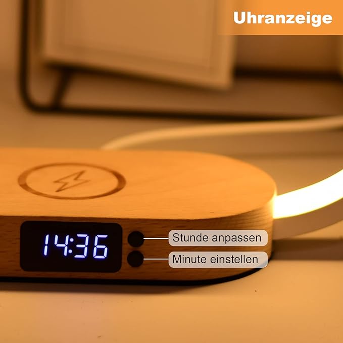 cj 4 White Wooden Clock bedside Lamp