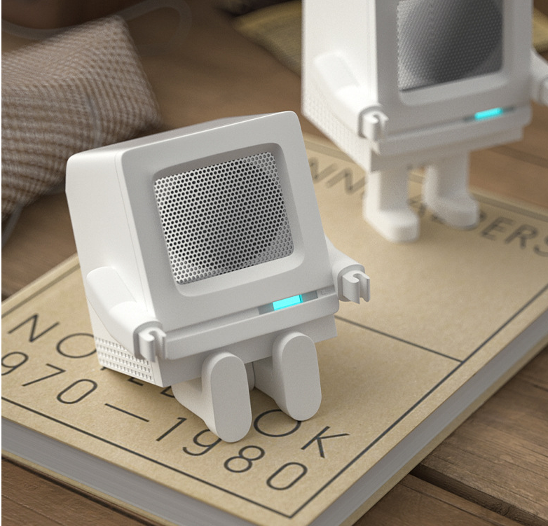 cj White Mini Robot Speaker