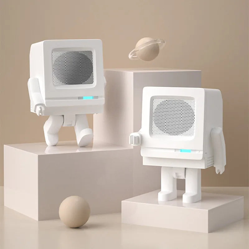 cj White Mini Robot Speaker